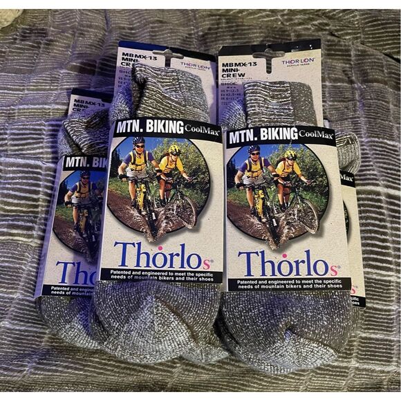 Vintage Thorlos MTN.BIKING CoolMax Socks Lot of 7 MBMX-13 Mini-Crew - Picture 2 of 5